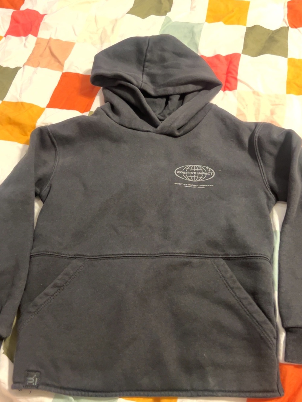 Kids Hooded Sweatshirt - Black with Chest Logo